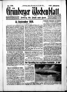 Grünberger Wochenblatt: Zeitung für Stadt und Land, No. 176. ( 30. Juli 1930 )