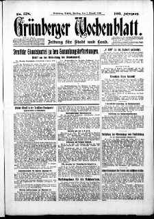 Grünberger Wochenblatt: Zeitung für Stadt und Land, No. 178. ( 1. August 1930 )