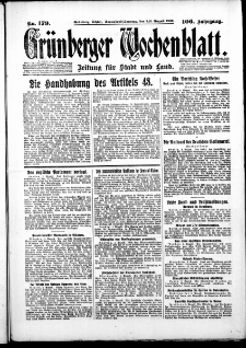 Grünberger Wochenblatt: Zeitung für Stadt und Land, No. 179. ( 2./ 3. August 1930 )