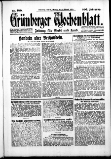 Grünberger Wochenblatt: Zeitung für Stadt und Land, No. 180. ( 4. August 1930 )