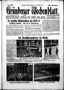 Grünberger Wochenblatt: Zeitung für Stadt und Land, No. 187. ( 12. August 1930 )