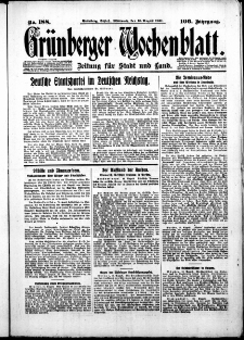 Grünberger Wochenblatt: Zeitung für Stadt und Land, No. 188. ( 13. August 1930 )