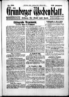 Grünberger Wochenblatt: Zeitung für Stadt und Land, No. 190. ( 15. August 1930 )