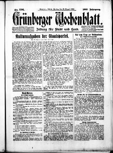 Grünberger Wochenblatt: Zeitung für Stadt und Land, No. 196. ( 22. August 1930 )