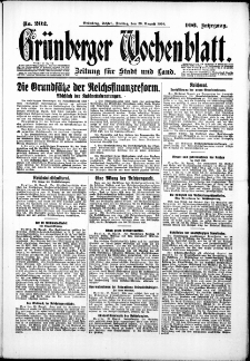 Grünberger Wochenblatt: Zeitung für Stadt und Land, No. 202. ( 29. August 1930 )