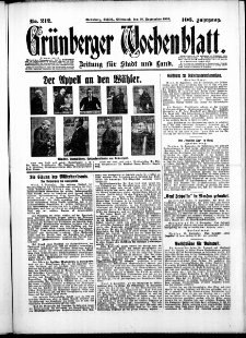 Grünberger Wochenblatt: Zeitung für Stadt und Land, No. 212. ( 10. September 1930 )