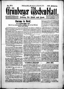 Grünberger Wochenblatt: Zeitung für Stadt und Land, No. 214. ( 12. September 1930 )