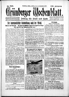 Grünberger Wochenblatt: Zeitung für Stadt und Land, No. 220. ( 19. September 1930 )