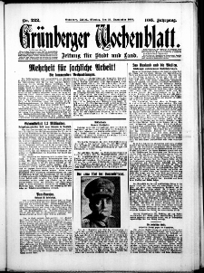 Grünberger Wochenblatt: Zeitung für Stadt und Land, No. 222. ( 22. September 1930 )