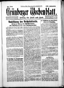 Grünberger Wochenblatt: Zeitung für Stadt und Land, No. 225. ( 25. September 1930 )