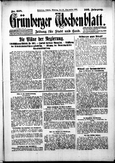 Grünberger Wochenblatt: Zeitung für Stadt und Land, No. 228. ( 29. September 1930 )