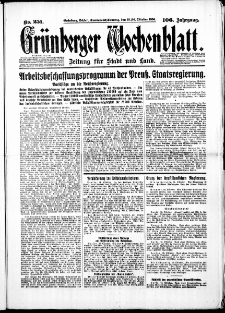 Grünberger Wochenblatt: Zeitung für Stadt und Land, No. 251. ( 25./ 26. Oktober 1930 )