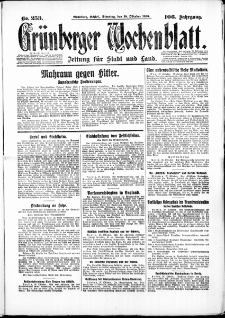 Grünberger Wochenblatt: Zeitung für Stadt und Land, No. 253. ( 28. Oktober 1930 )