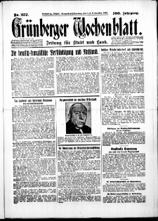 Grünberger Wochenblatt: Zeitung für Stadt und Land, No. 257. ( 1./ 2. November1930 )