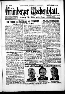 Grünberger Wochenblatt: Zeitung für Stadt und Land, No. 265. ( 11. November 1930 )
