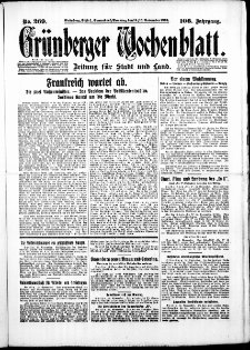 Grünberger Wochenblatt: Zeitung für Stadt und Land, No. 269. ( 15./ 16. November 1930 )