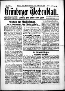 Grünberger Wochenblatt: Zeitung für Stadt und Land, No. 271. ( 18./ 19. November 1930 )