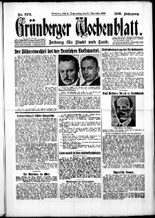 Grünberger Wochenblatt: Zeitung für Stadt und Land, No. 272. ( 20. November 1930 )