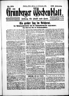 Grünberger Wochenblatt: Zeitung für Stadt und Land, No. 273. ( 21. November 1930 )