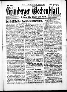 Grünberger Wochenblatt: Zeitung für Stadt und Land, No. 275. ( 24. November 1930 )