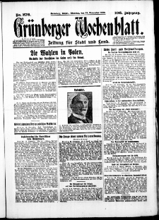 Grünberger Wochenblatt: Zeitung für Stadt und Land, No. 276. ( 25. November 1930 )