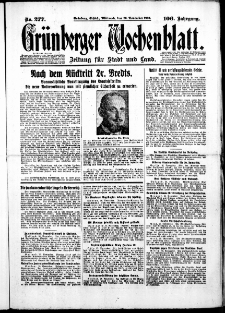 Grünberger Wochenblatt: Zeitung für Stadt und Land, No. 277. ( 26. November 1930 )