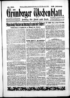Grünberger Wochenblatt: Zeitung für Stadt und Land, No. 280. ( 29./ 30. November 1930 )
