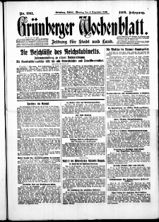 Grünberger Wochenblatt: Zeitung für Stadt und Land, No. 281. ( 1. Dezember 1930 )