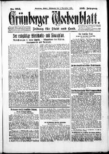 Grünberger Wochenblatt: Zeitung für Stadt und Land, No. 283. ( 3. Dezember 1930 )