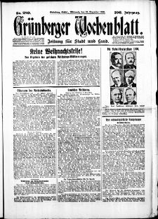 Grünberger Wochenblatt: Zeitung für Stadt und Land, No. 289. ( 10. Dezember 1930 )