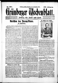 Grünberger Wochenblatt: Zeitung für Stadt und Land, No. 294. ( 16. Dezember 1930 )
