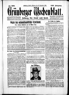 Grünberger Wochenblatt: Zeitung für Stadt und Land, No. 299. ( 22. Dezember 1930 )