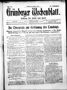 Grünberger Wochenblatt: Zeitung für Stadt und Land, No. 11. (14. Januar 1916)