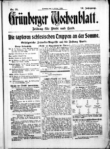 Grünberger Wochenblatt: Zeitung für Stadt und Land, No. 26. (1. Februar 1916)