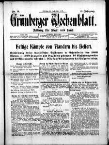 Grünberger Wochenblatt: Zeitung für Stadt und Land, No. 38. (15. Februar 1916)