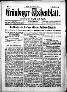 Grünberger Wochenblatt: Zeitung für Stadt und Land, No. 41. (18. Februar 1916)