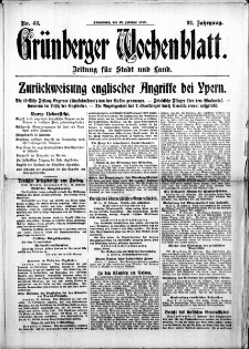 Grünberger Wochenblatt: Zeitung für Stadt und Land, No. 42. (19. Februar 1916)