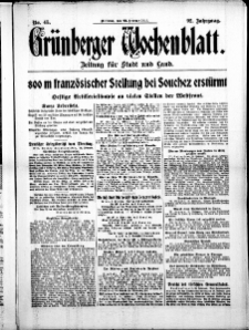 Grünberger Wochenblatt: Zeitung für Stadt und Land, No. 45. (23. Februar 1916)