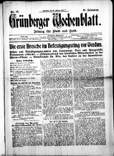 Grünberger Wochenblatt: Zeitung für Stadt und Land, No. 49. (27. Februar 1916)