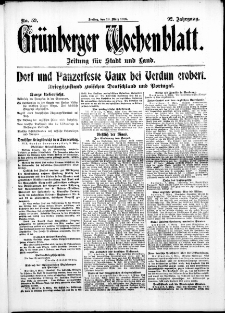 Grünberger Wochenblatt: Zeitung für Stadt und Land, No. 59. (10. März 1916)