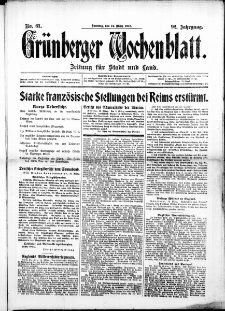 Grünberger Wochenblatt: Zeitung für Stadt und Land, No. 61. (12. März 1916)