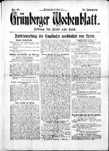 Grünberger Wochenblatt: Zeitung für Stadt und Land, No. 63. (15. März 1916)