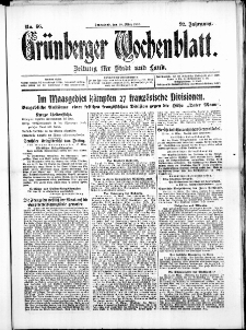 Grünberger Wochenblatt: Zeitung für Stadt und Land, No. 66. (18. März 1916)