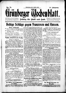 Grünberger Wochenblatt: Zeitung für Stadt und Land, No. 70. (23. März 1916)