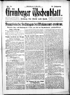 Grünberger Wochenblatt: Zeitung für Stadt und Land, No. 76. (30. März 1916)