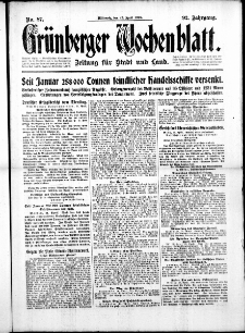 Grünberger Wochenblatt: Zeitung für Stadt und Land, No. 87. (12. April 1916)