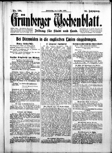 Grünberger Wochenblatt: Zeitung für Stadt und Land, No. 104. (4. Mai 1916)