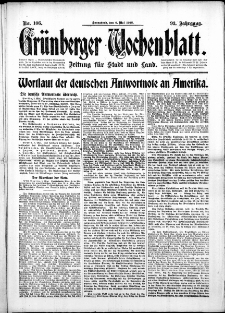 Grünberger Wochenblatt: Zeitung für Stadt und Land, No. 106. (6. Mai 1916)