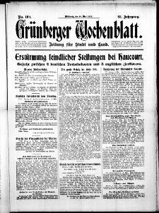 Grünberger Wochenblatt: Zeitung für Stadt und Land, No. 109. (10. Mai 1916)