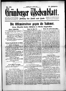 Grünberger Wochenblatt: Zeitung für Stadt und Land, No. 119. (21. Mai 1916)